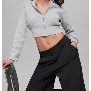ALO Yoga scholar knit cropped full zip jacket